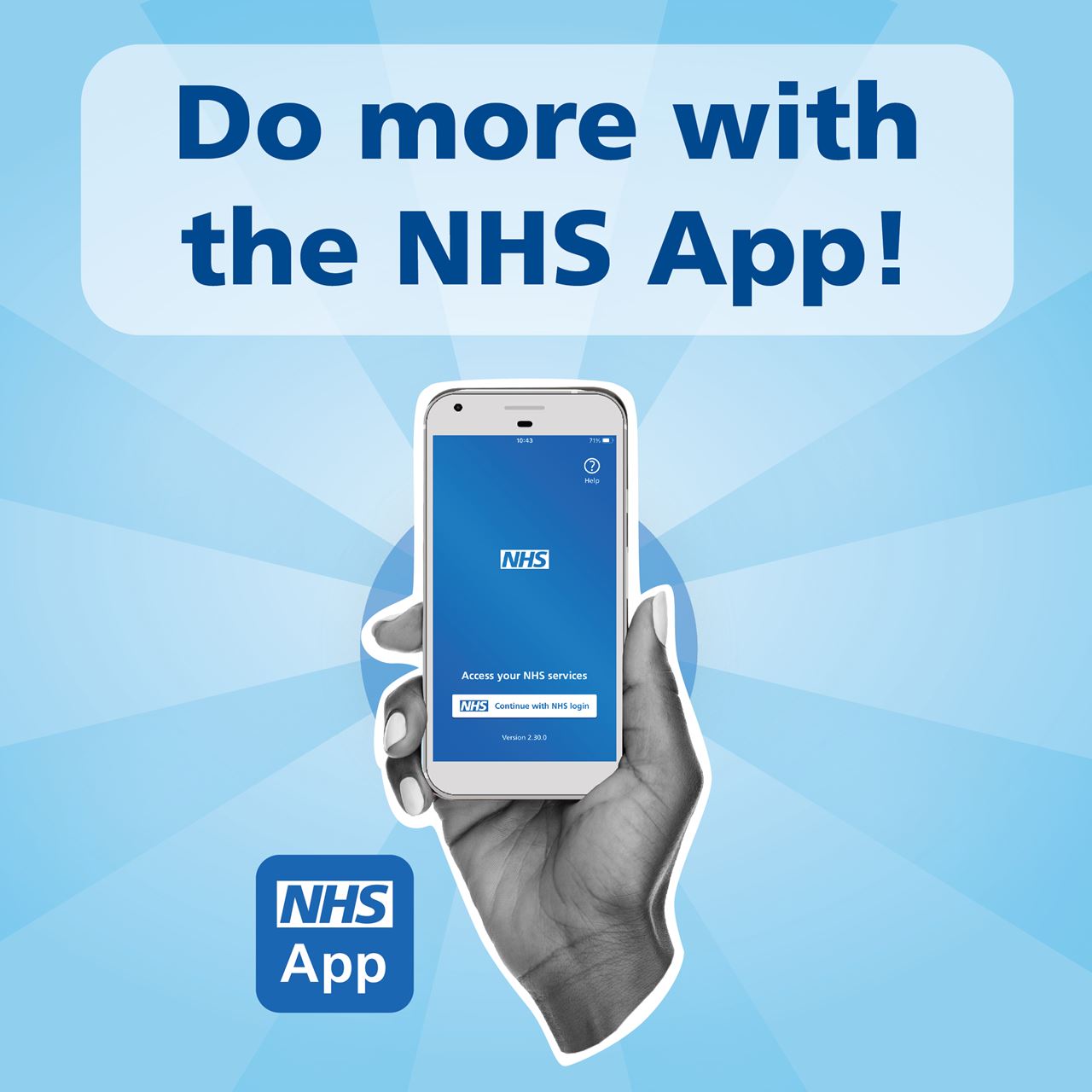 a person holding a smartphone with the NHS App