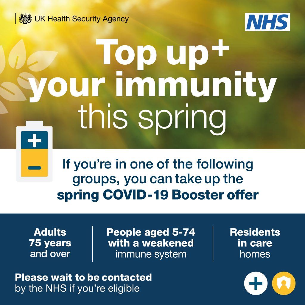 UK Health Security poster on the Spring COVID-19 Booster Programme