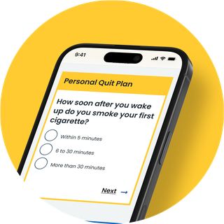 a smartphone with the Personal Quit Plan on it