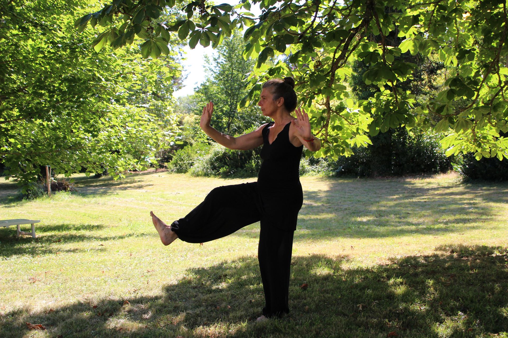 a woman practising Tai Chi