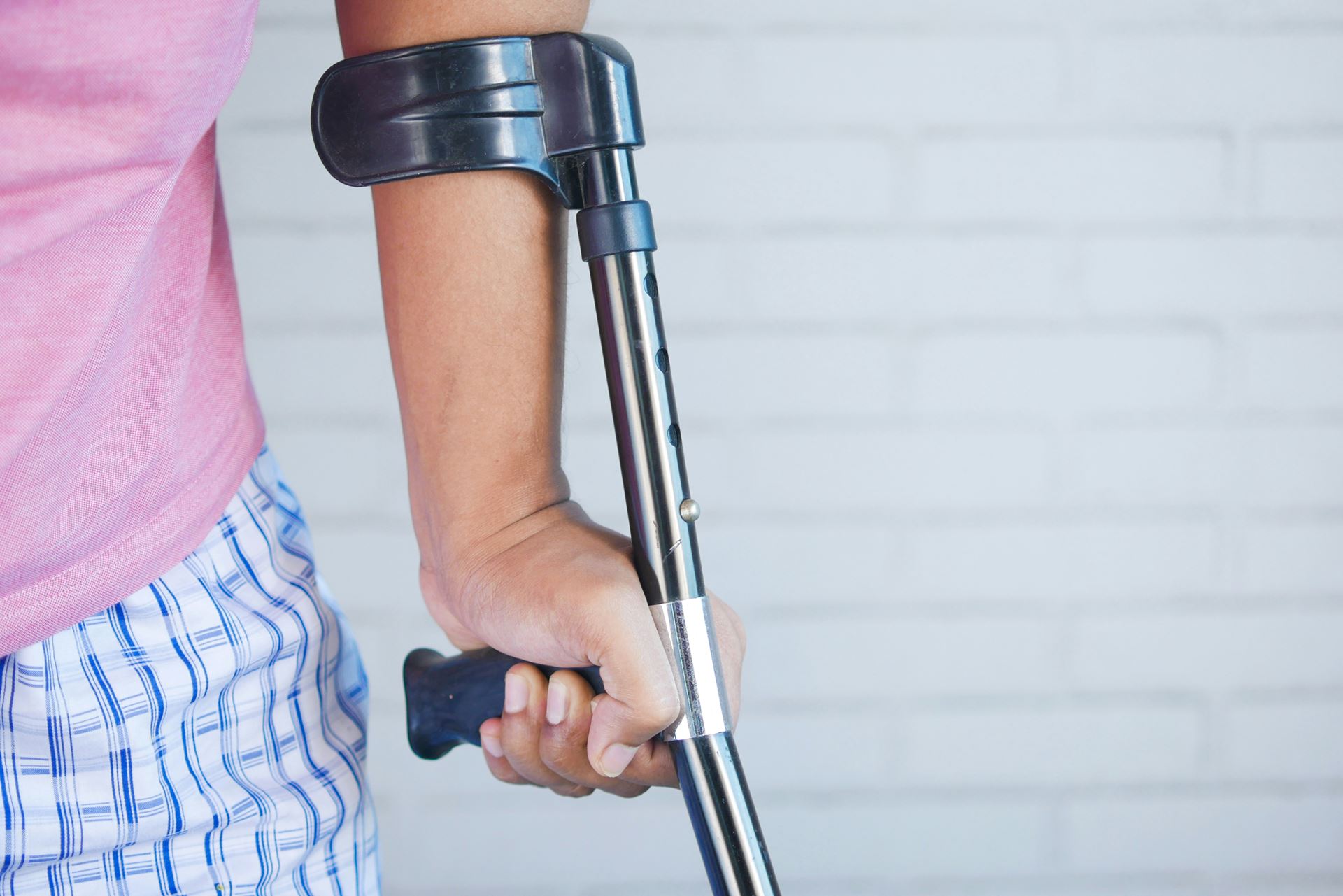 a person using a crutch