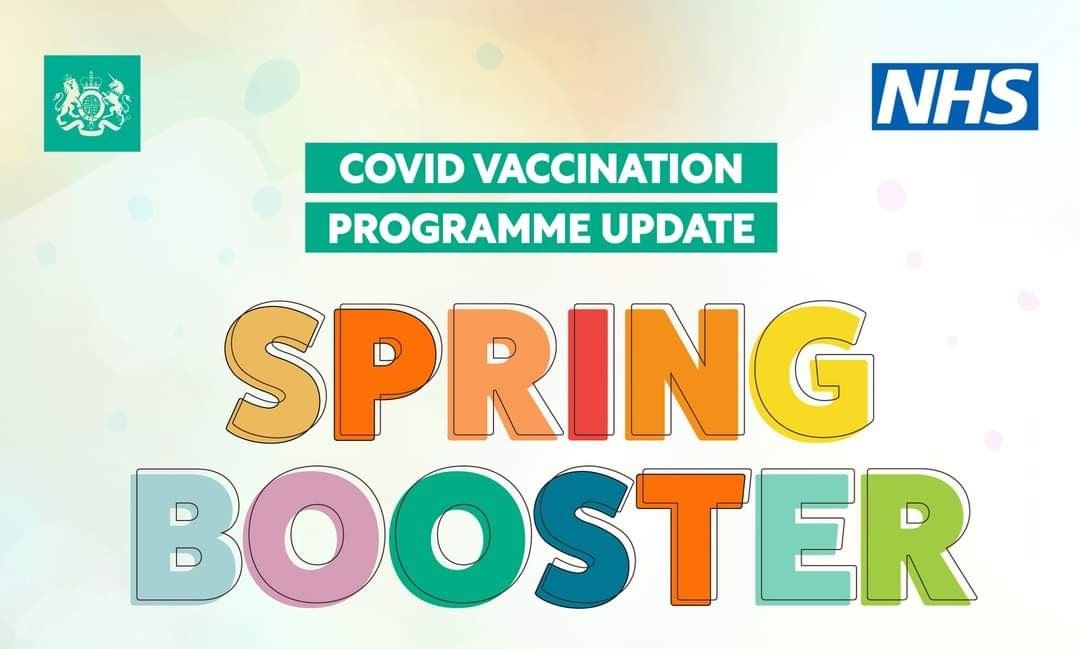 NHS and UK Health Security Agency logos and the words Covid vaccination programme update Spring Booster